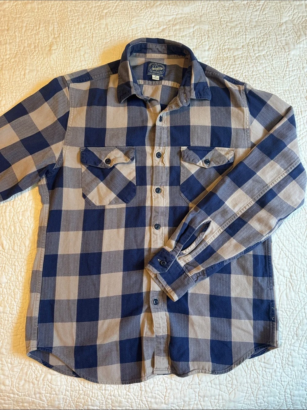J. Crew Blue and Gray Plaid Flannel Button-Up Shirt